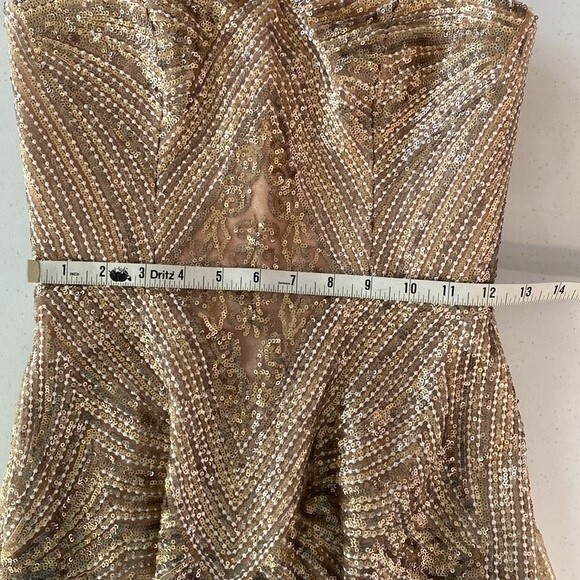 Dress the Population New! Sarah Sequin Lace Strapless Fit&Flare Dress Platinum - Picture 13 of 16